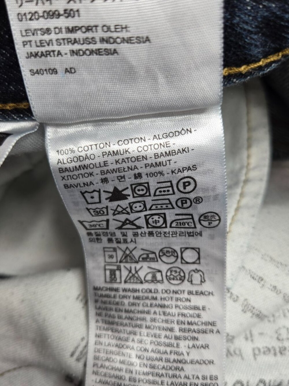 Levi's 514 Jeans Slim Straight Leg Zip Fly Dark Wash 100% Cotton Men's Sz 36X34 - Picture 10 of 13